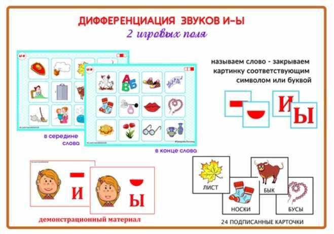 Дифференциация гласных звуков в картинках